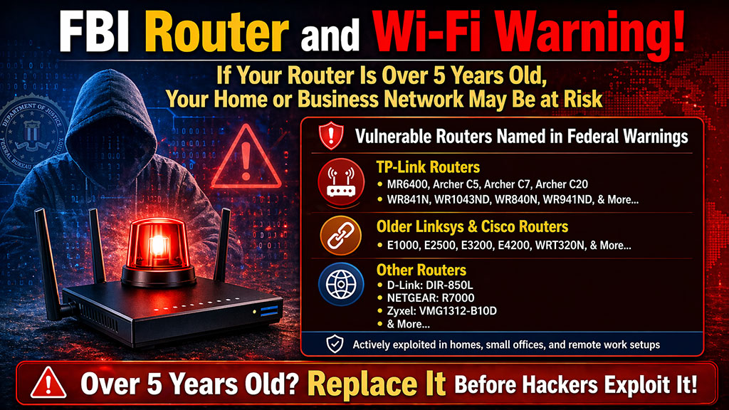 FBI Router and Wi-Fi Warning: If Your Router Is Over 5 Years Old, Your Home or Business Network May Be at Risk